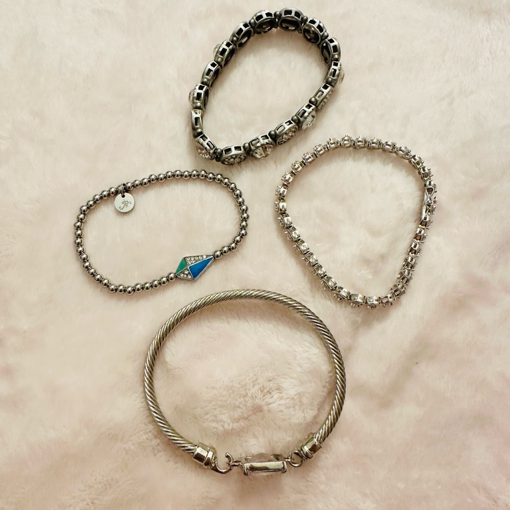 4 Silver Plated Bracelets Bundle - image 1